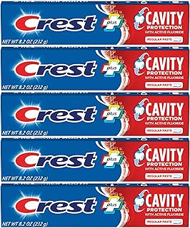 Crest Fluoride Anticavity Toothpaste, Prevents Cavities Before They Start, Regular Paste, 8.2 Ounce (Pack of 5)