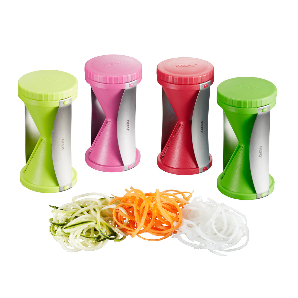 SPIRELLI Spiral Slicer RED by GEFU – 12.5 x 7.5 x 16 cm, Stainless Steel, Red, Model GE89305