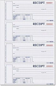 Blueline Rediform Money Receipt Book, Hardbound, 2 x 6.875 inches, 4 per Page, 200 Triplicates (S1657NCL) (Pack of 5)