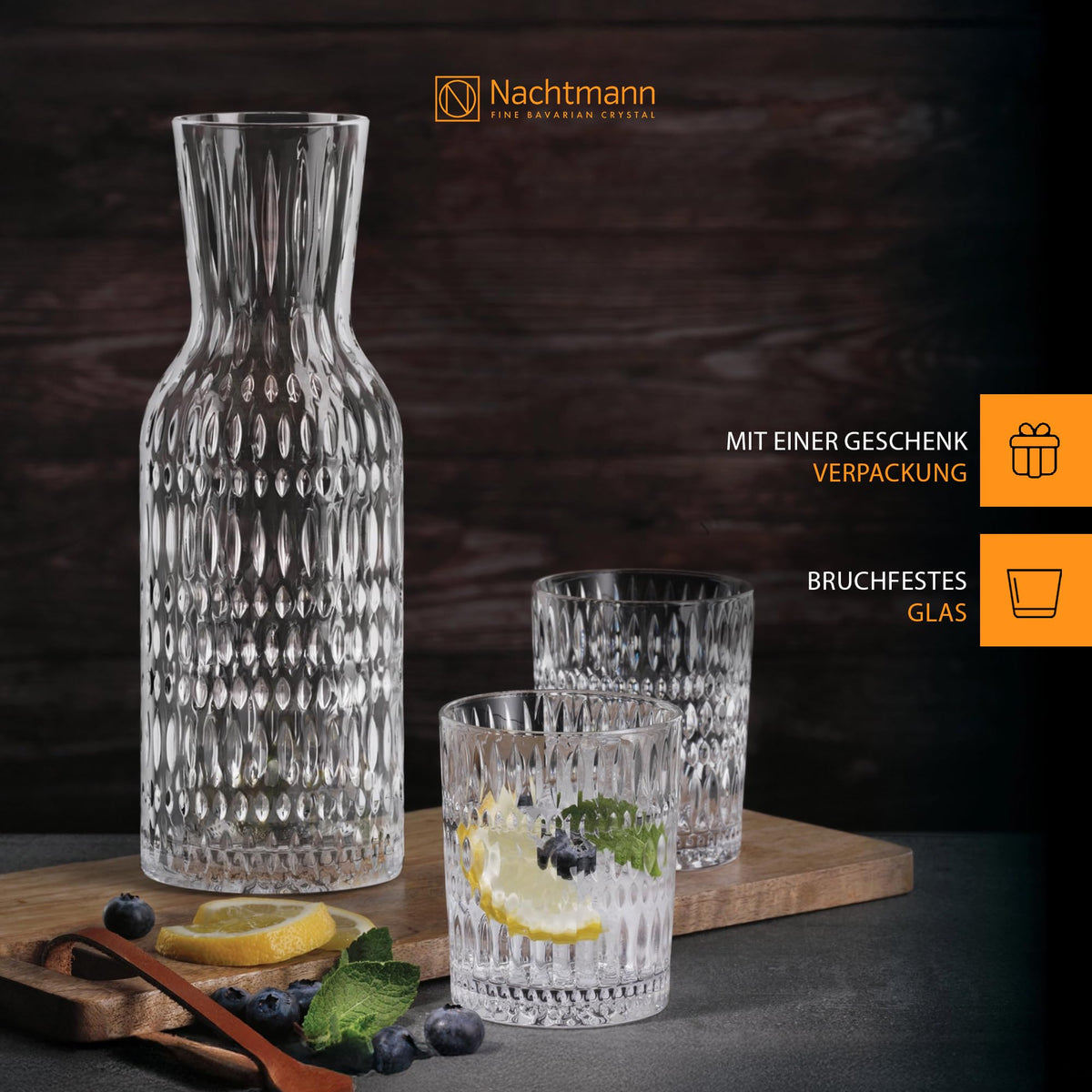 Ethno Carafe by Nachtmann – 33.8 Ounces, 1 liters, Crystal glass, Transparent, Model 105396
