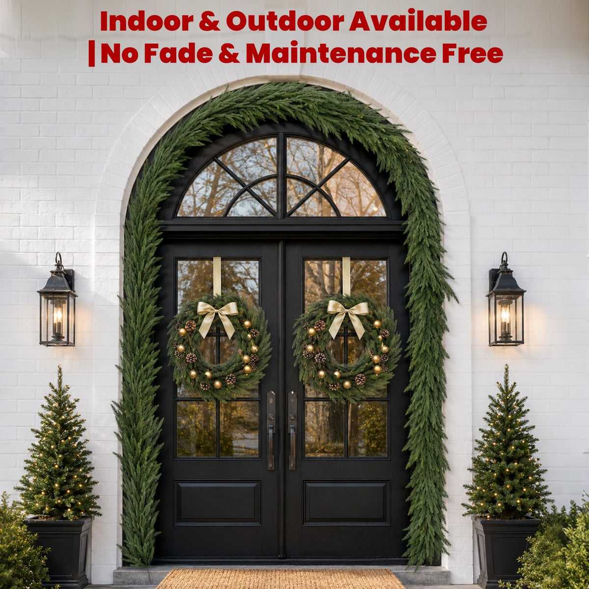 ZUKONROS Norfolk Pine Garland, 6FT Artificial Evergreen, Green 2 Pack