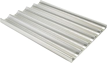Winco Full Size Aluminum Baguette Pan, 5 Slots, Professional | Five slots for efficiency, Perforated surface for air circulation, Great for Food Preparation and Restaurant Kitchens