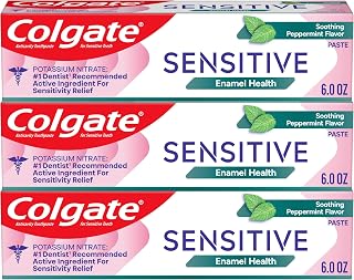 Colgate Sensitive Enamel Health Toothpaste for Sensitive Teeth, 24 Pack, Toothpaste with Fluoride and 5% Potassium Nitrate, Helps Prevent Bad Breath, Soothing Peppermint Flavor, 6 oz, 24 Pack