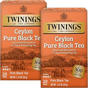 Twinings Ceylon Pure Black Tea - A Crisp, Refreshing, Formerly Orange Pekoe, Caffeinated Tea Bags, Individually Wrapped, 20 Count (Pack of 2)