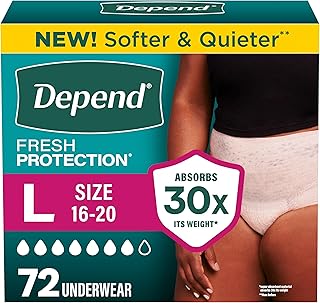Depend Fresh Protection Adult Diapers for Women, Large, 72 Count