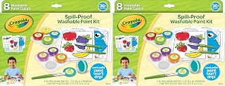Crayola Spill Proof Paint Set (8ct), Washable Toddler Paint Kit, with Brushes, Pots, Activity Pages, Arts & Crafts Kit, Gift for Toddlers, Ages 3+ (Pack of 2)