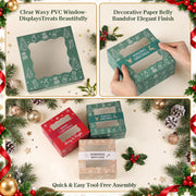 MotiMind Christmas Cookie Boxes with Window, 6x6x3 Inch, 27 Pack Multicolor