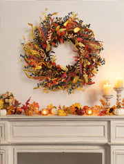 Walasis Fall Wreath, 26 Inch Diameter, Wheat and Berry