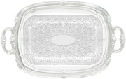 Winco CMT-1912 Oblong Tray with Integrated Handle, Chrome,Medium | Great for Entrees, Salads, Desserts and Appetizers