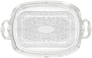 Winco CMT-1912 Oblong Tray with Integrated Handle, Chrome,Medium | Great for Entrees, Salads, Desserts and Appetizers