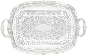 Winco CMT-1912 Oblong Tray with Integrated Handle, Chrome,Medium | Great for Entrees, Salads, Desserts and Appetizers