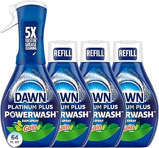 Dawn Powerwash Gain Original Dish Spray, Liquid Dish Soap, Dish Soap Refill, , 1 Starter Kit + 3 Refills, 64 Fl Oz Total (16 fl oz/bottle)