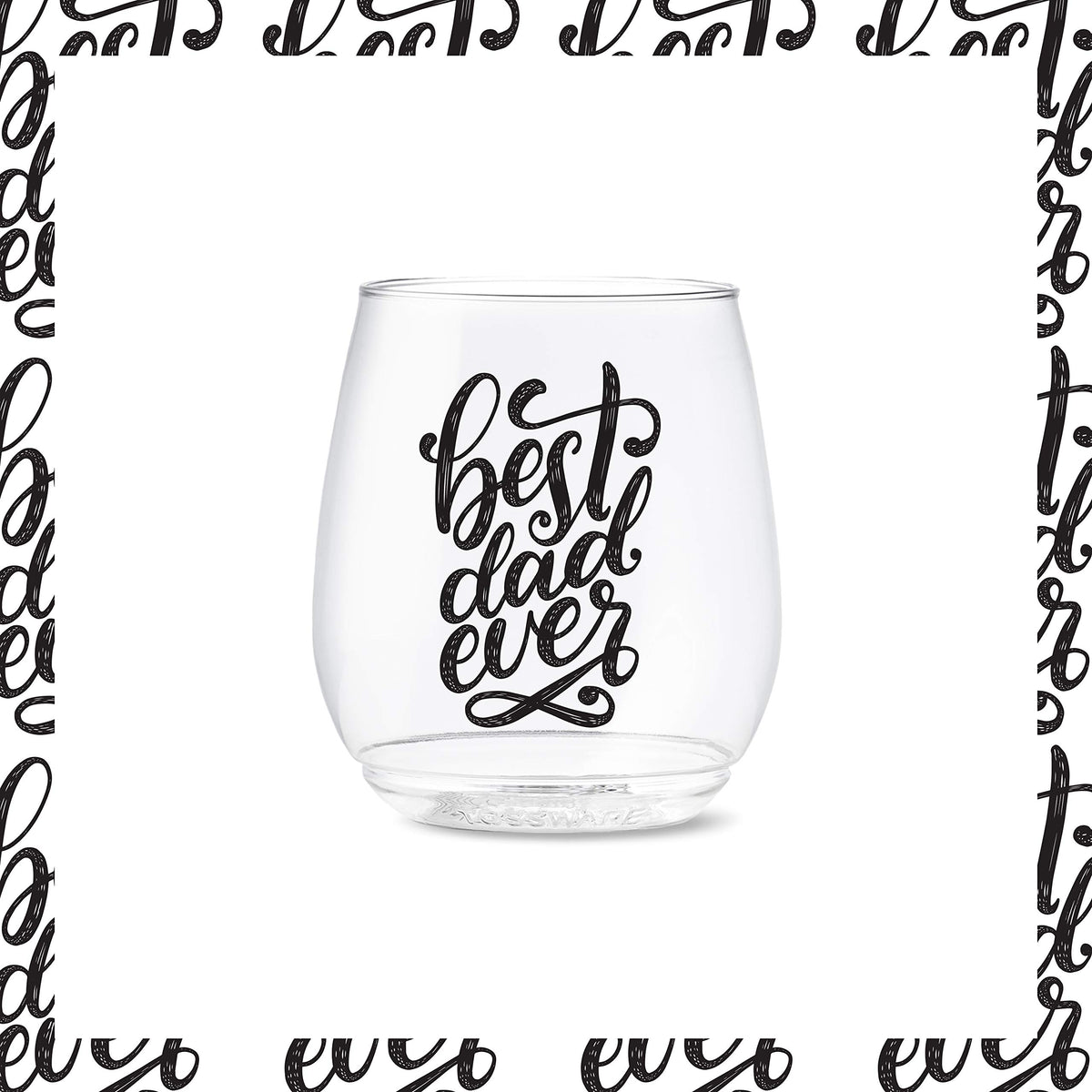 14oz Vino Best Dad Ever Series by TOSSWARE – 14oz, 14 fluid_ounces, Plastic, Best Dad Ever, Pack of 6