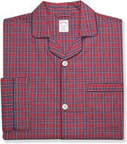 Brooks Brothers Mens Cotton Mixed Plaids Two Piece Pajama Shirt and Pants Lounge Set,