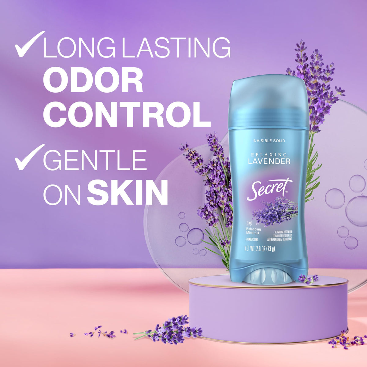 Secret Lavender / 2.6 Ounce (Pack of 6) / 6 Antiperspirant Deodorant