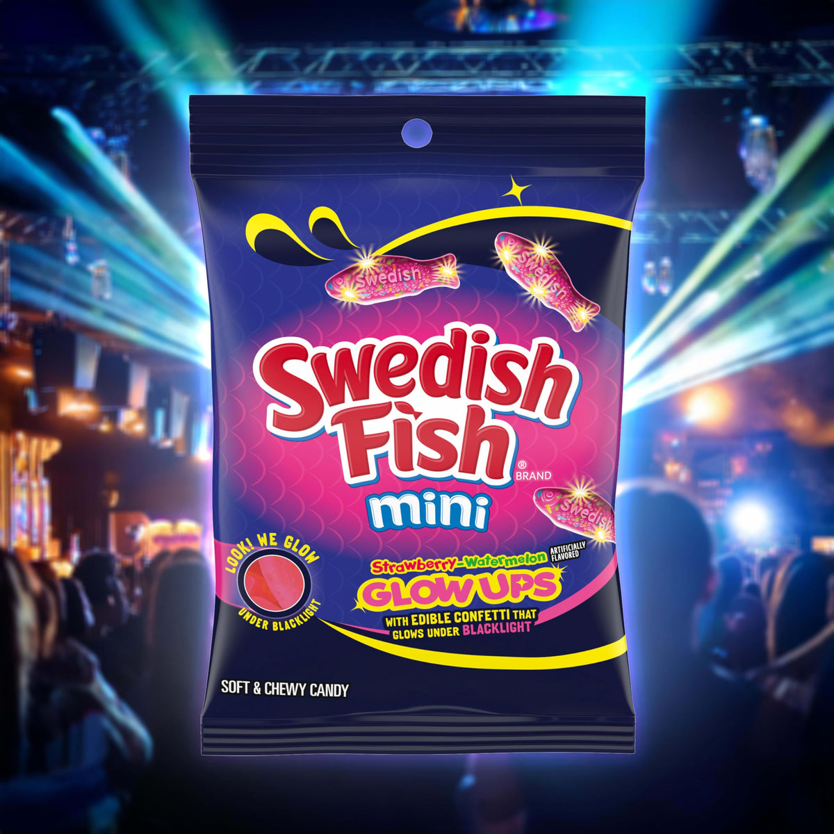 Mini Glow Ups Strawberry-Watermelon Soft & Chewy Gummy Candy by Swedish Fish – 6.7 oz