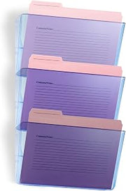 Officemate Glacier Wall File 3-Pack, Transparent Blue - Durable Hanging File Organizer for Home & Office Storage, Space-Saving Design for Documents & Files (23220)