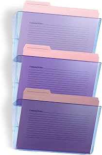 Officemate Glacier Wall File 3-Pack, Transparent Blue - Durable Hanging File Organizer for Home & Office Storage, Space-Saving Design for Documents & Files (23220)