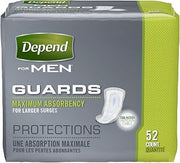 Depend Guards for Men, Maximum Absorbency Incontinence Protection, 52 Count