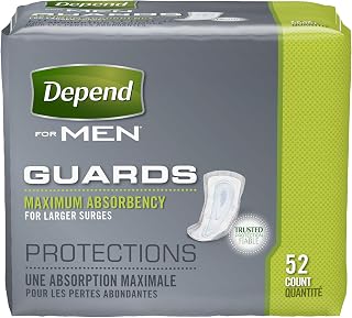 Depend Guards for Men, Maximum Absorbency Incontinence Protection, 52 Count