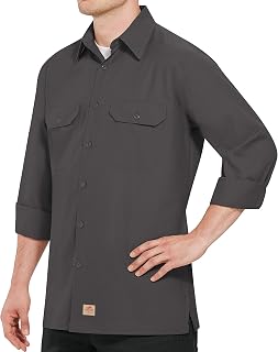 Red Kap Men's Solid Ripstop Work Shirt, Tear Resistant, Long Sleeve Charcoal X-Large