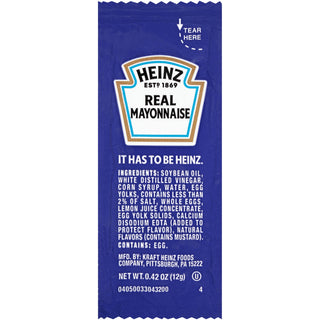 Mayonnaise Single Serve Packages by HEINZ – 0.4 Ounce (Pack of 200), Pack of 200, Model 10013000531709