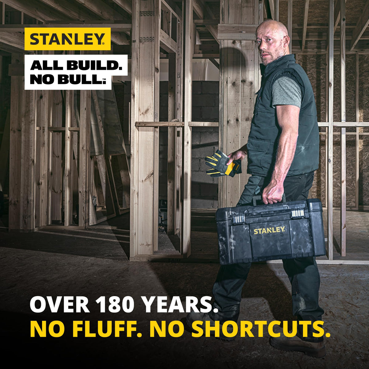 Tool Box by STANLEY – 19", Plastic, Black, Yellow, Model STST19410