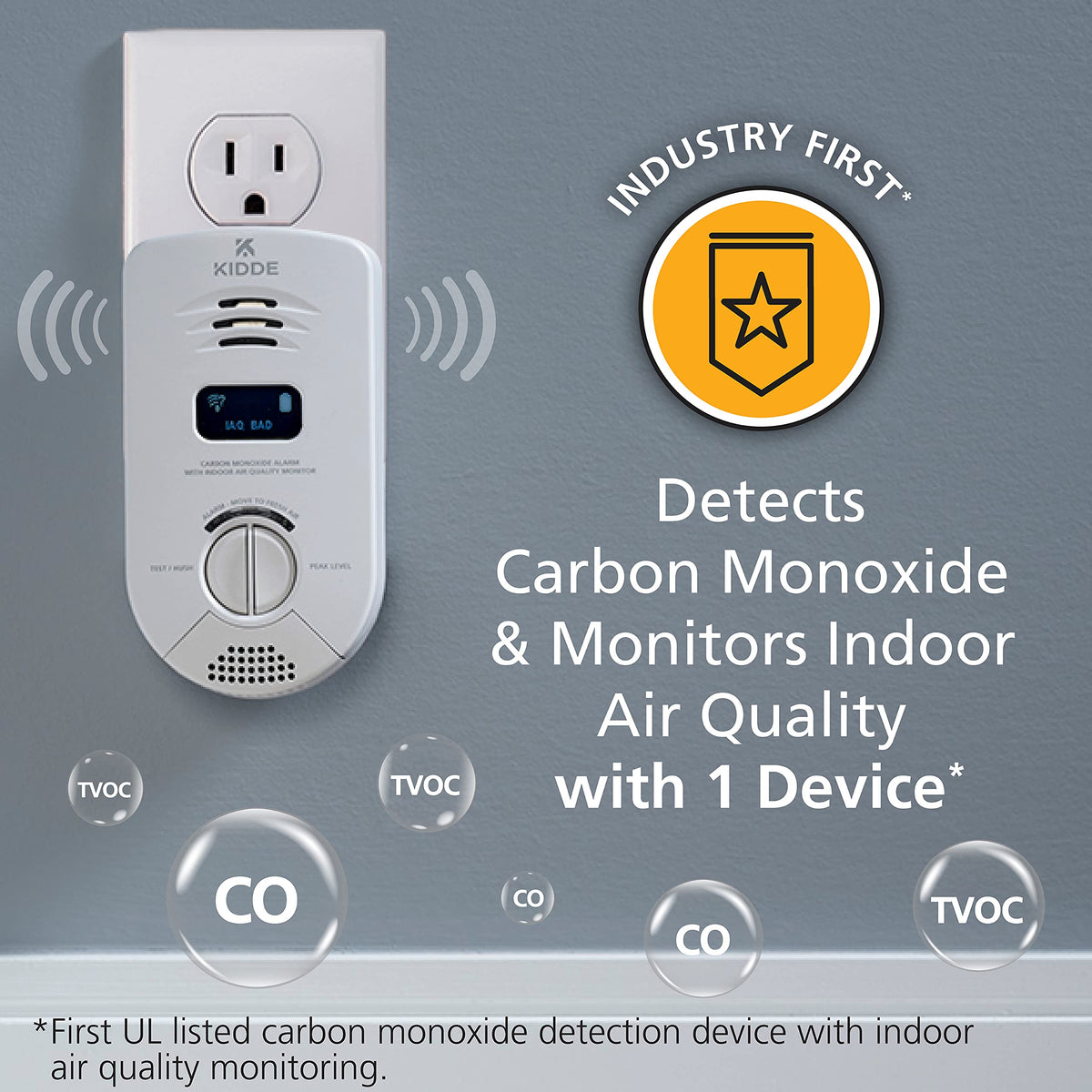 Smart Carbon Monoxide & Smoke Detector Bundle with Air Quality Monitor and WiFi Connectivity by Kidde – Commercial Grade