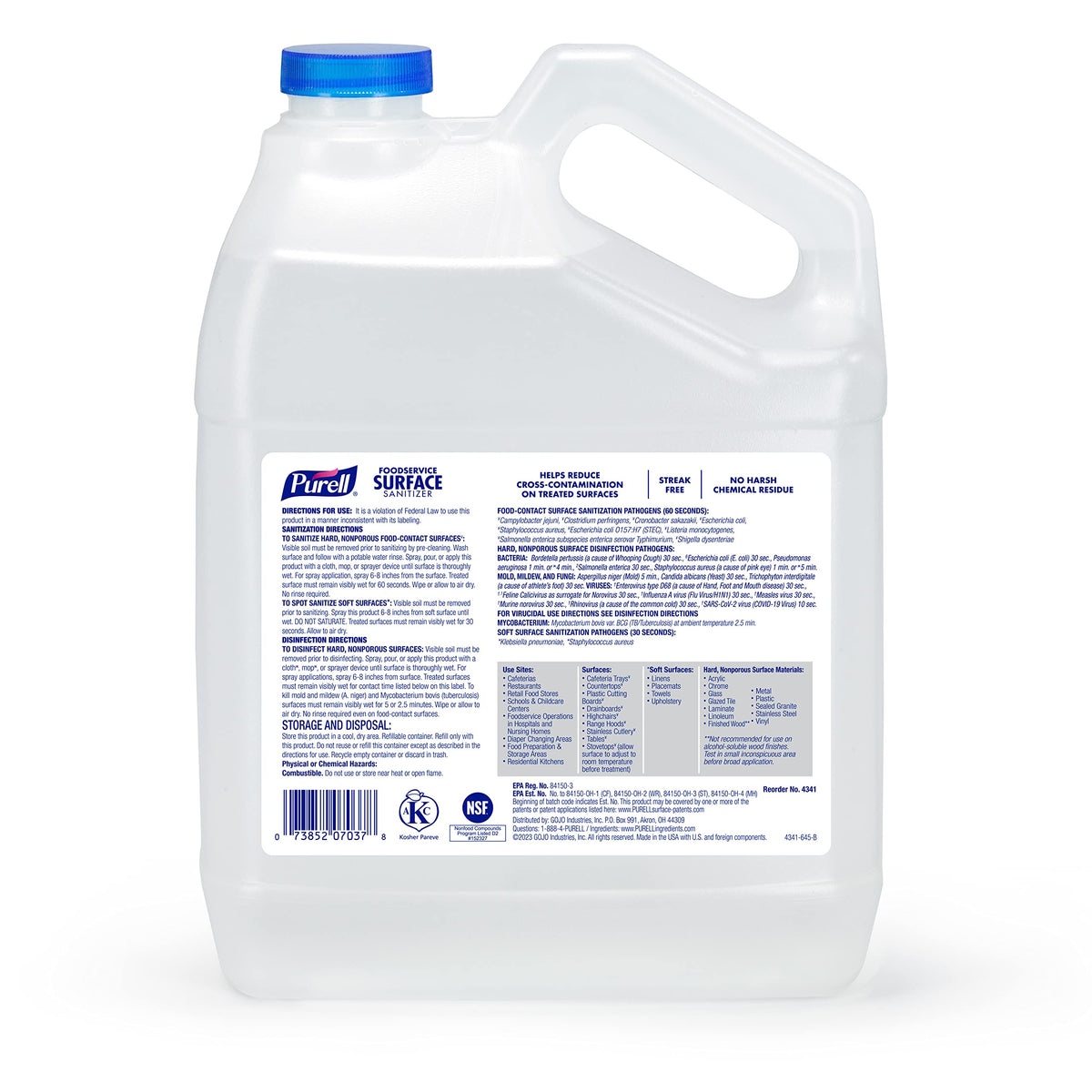 Foodservice Surface Sanitizer Spray Refills by Purell – 128 Fl Oz (Pack of 4), Bamboo, Colorless, Pack of 4, Model 4341-04