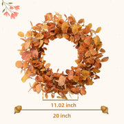 YNYLCHMX Fall Wreath, 20 Inch Diameter, Golden Eucalyptus Leaves