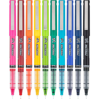 Precise V5 Rollerball Pens by PILOT – 1 Count (Pack of 10), Plastic, Assorted Colors, Pack of 10, Model 12562
