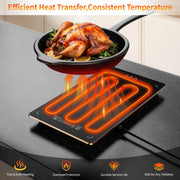 Hetorosu Modular Warming Tray, 33x15 Inch, Black Tempered Glass