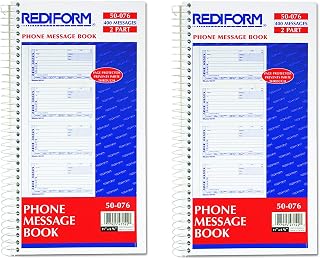 Rediform Telephone Message Book, 2.75 x 5 Inches, 4 Per Page, 400 Messages (50076), 2 Pack