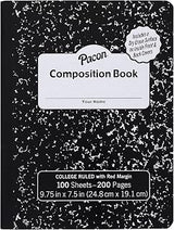 Pacon Composition Books with Dry Erase Surfaces, Black Marble, 3/8" Ruled w/Margin, 100 Sheets