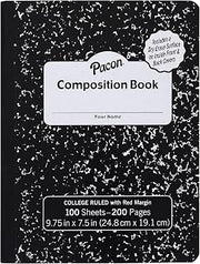 Pacon Composition Books with Dry Erase Surfaces, Black Marble, 3/8" Ruled w/Margin, 100 Sheets