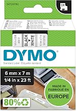 DYMO 43613 D1 Polyester Removable Label Tape, 1/4-Inch x 23 ft, Black on White
