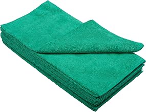 Global Industrial 16" x 16" 300 GSM Microfiber Cleaning Cloths, Green, 12 Cloths/Pack, for All Janitorial, Food Service and General Purpose Applications