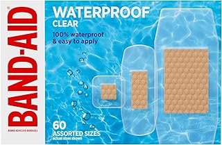 BAND-AID Brand Clear Waterproof Adhesive Bandages, Assorted Sizes, 60 Count