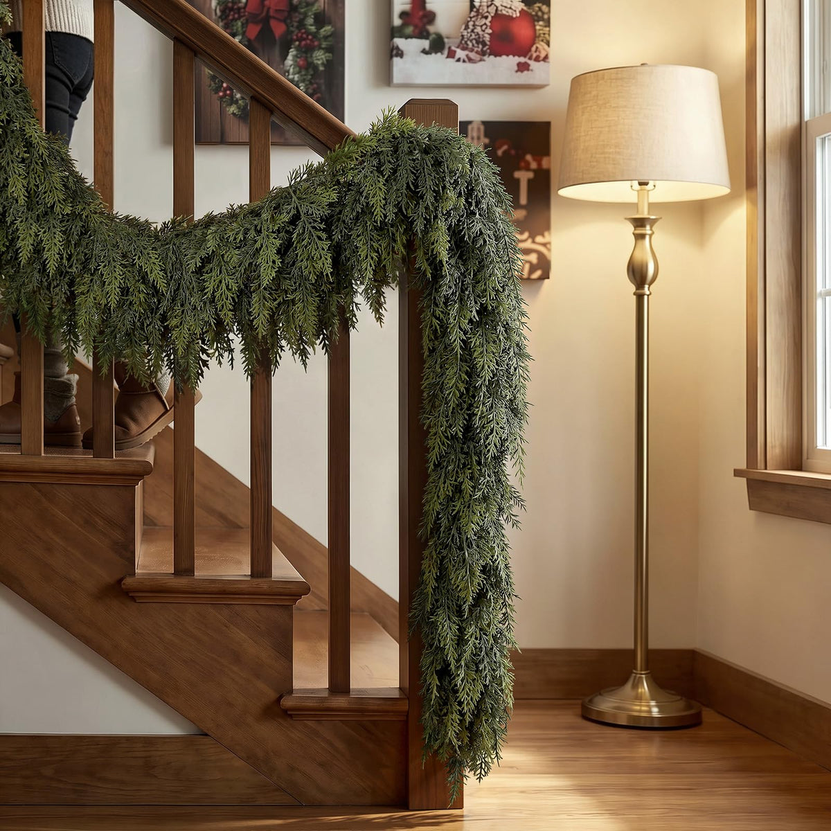Shareconn Cedar Garland, 6FT Real Touch, Set of 2