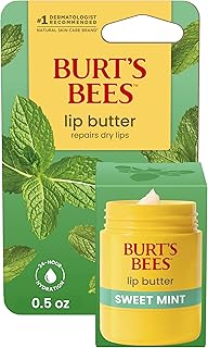 Burt's Bees Sweet Mint Lip Butter, Repairs Dry Lips, 24 Hour Hydration, Locks in Moisture, Includes Shea and Mango Butters, Antioxidant Rich Vitamin E, Convenient Twist Up Dispenser, 0.5 Oz.