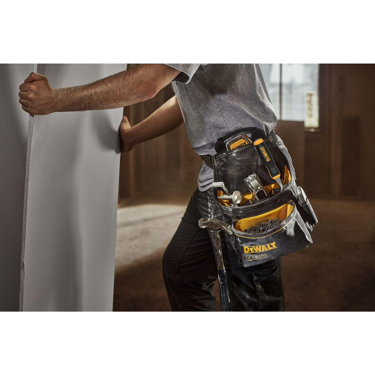 Pro 12 Pocket Tool Pouch and Belt by DEWALT – One Size, Nylon Polyester, Black, Pack of 12, Model DWST40101-1