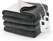 Sunbeam Electric Royal Luxe Microplush Reverse Sherpa Heated Blanket, 12 Heat Settings, 12-Hour Selectable Auto Shut-Off, Fast Heating, Warm and Cozy, Night Fog, King, 90" x 100"