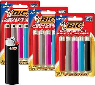 BIC Maxi Pocket Lighters, Long-Lasting, Safe, Assorted Colors, 15-Pack
