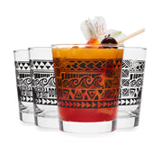 Libbey Tiki Rocks Black / 4 Count (Pack of 1) / Tiki Old Fashioned Glasses