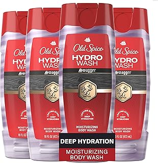 Old Spice Moisturizing Body Wash for Men, Hydro Wash, 2-in-1 Long Lasting Scent & Deep Hydration, 24/7 Shower Fresh, Smoother Swagger Scent, 16 oz (Pack of 4)