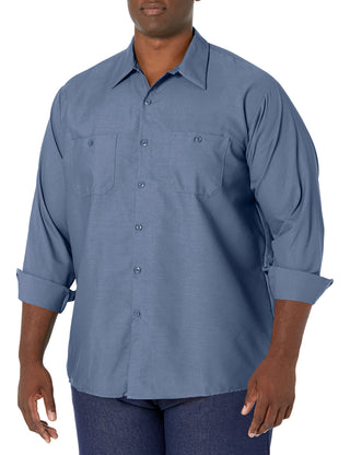 Long Sleeve Industrial Solid Work Shirt Postman Blue Large - 5 Pack by Red Kap – Cotton, Postman Blue, Pack of 5, Model SP14