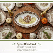 Spode Woodland Turkey Pickle Dish, 8.5 Inch Porcelain, Brown White