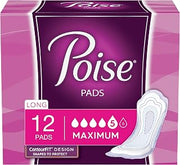 Poise Incontinence Pads, Maximum Absorbency, Long, 12 ct