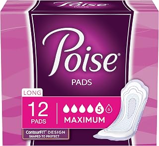 Poise Incontinence Pads, Maximum Absorbency, Long, 12 ct