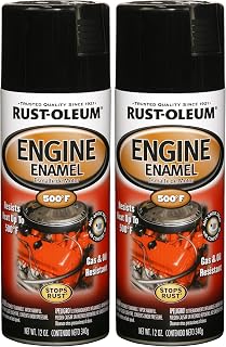 Rust-Oleum 248932, Gloss Black, 12 oz, Automotive Engine Enamel Spray Paint, 12 Ounce (Pack of 2)